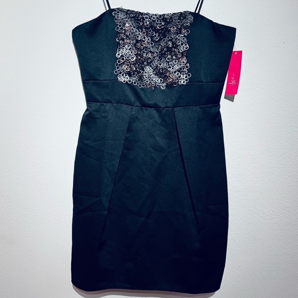 MINI Satin Cocktail Dress Women Size 8 LBD Party Dress NEW TAGS Carmen MarcValvo - Picture 10 of 10